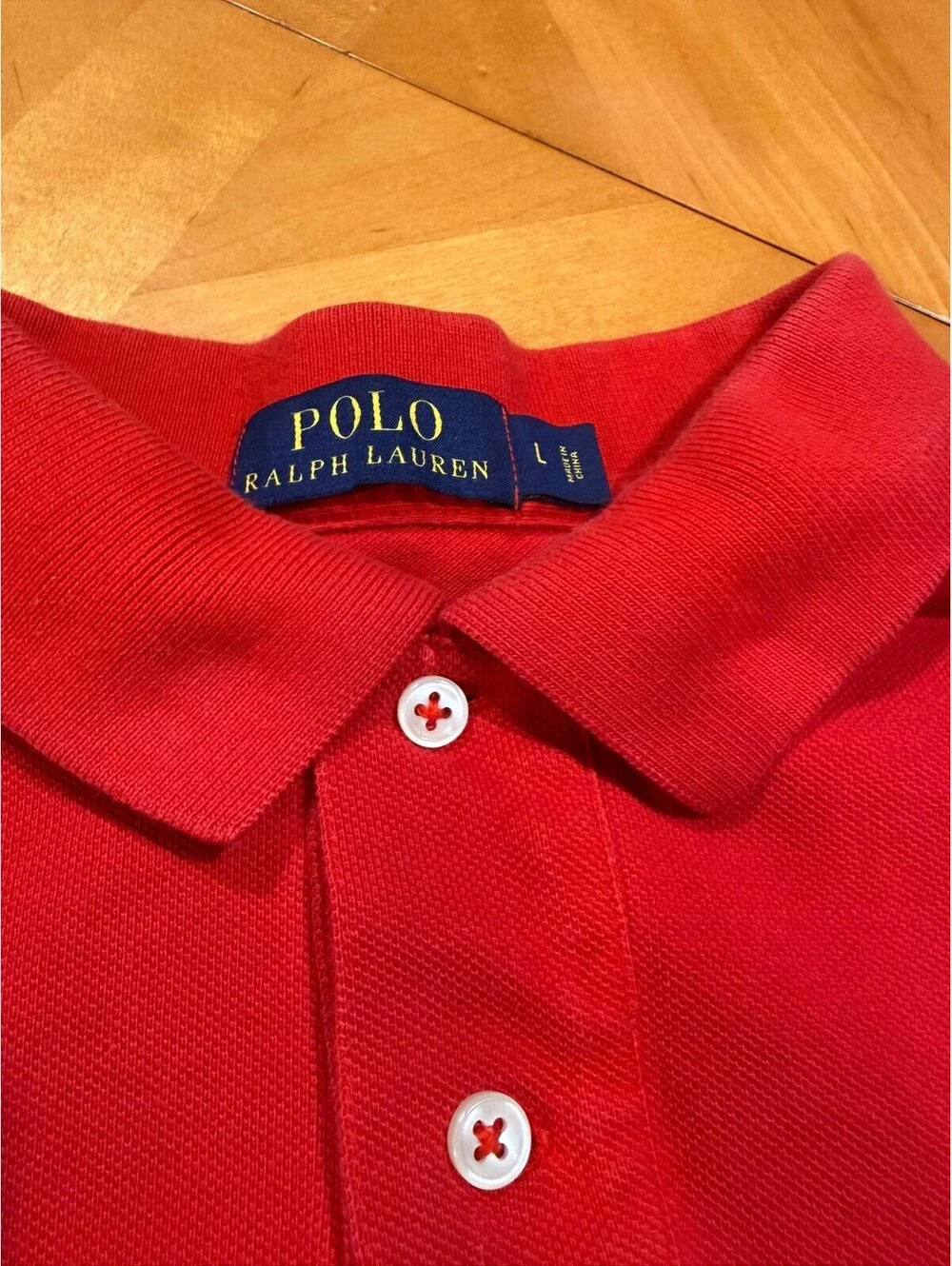 Polo Ralph Lauren Polo Shirt Mens Large Red Cotton Pique Short Sleeve Pony Logo